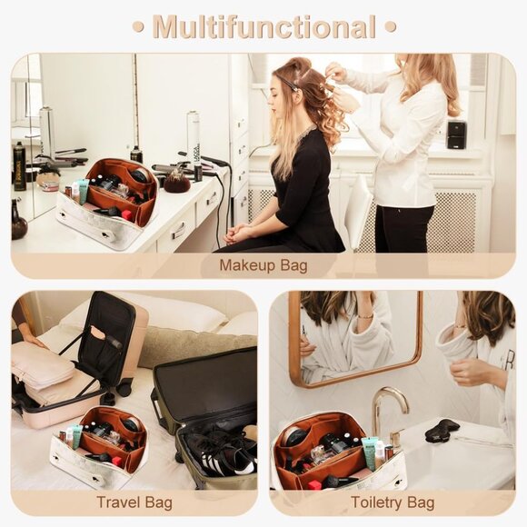 Travel Makeup Bag,Large Capacity Cosmetic Bag for Women,Portable - Picture 6 of 9